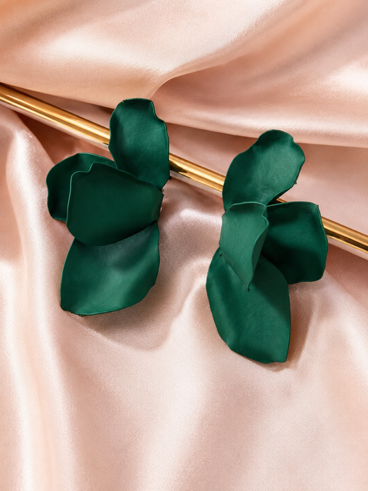 Boucles d'oreilles fleur vert émeraude