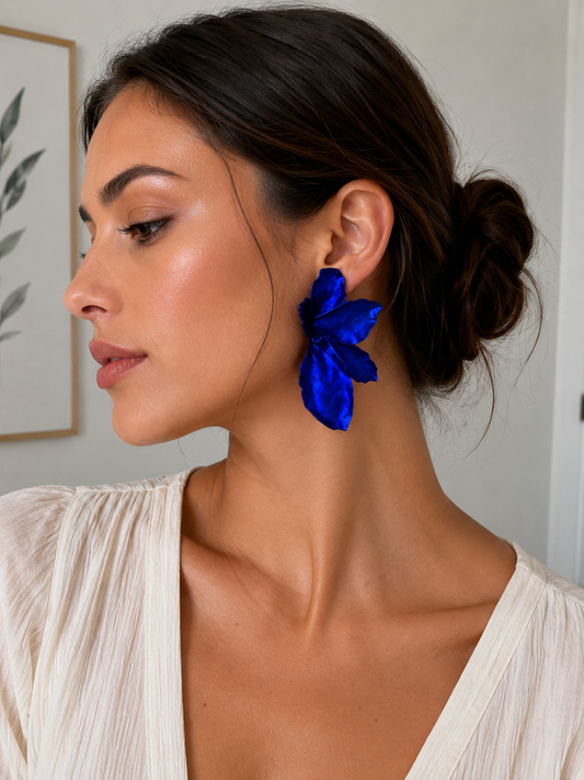 Boucles d'oreilles bleu métallisé