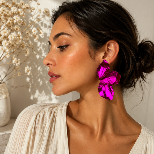 Boucles d'oreilles rouge rose
