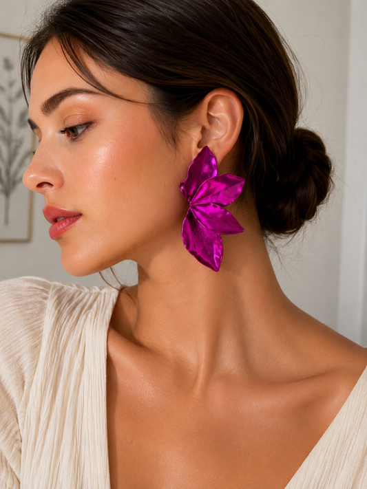 Boucles d'oreilles rouge rose
