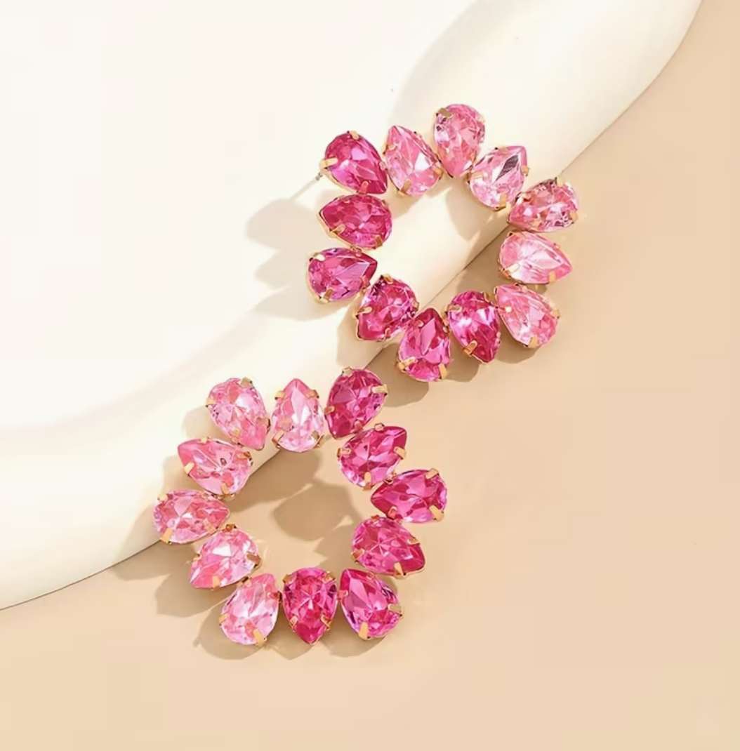 Boucles d'oreilles en strass rose