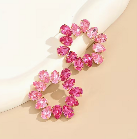 Boucles d'oreilles en strass rose