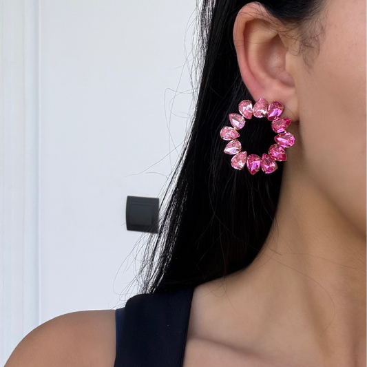 Boucles d'oreilles en strass rose